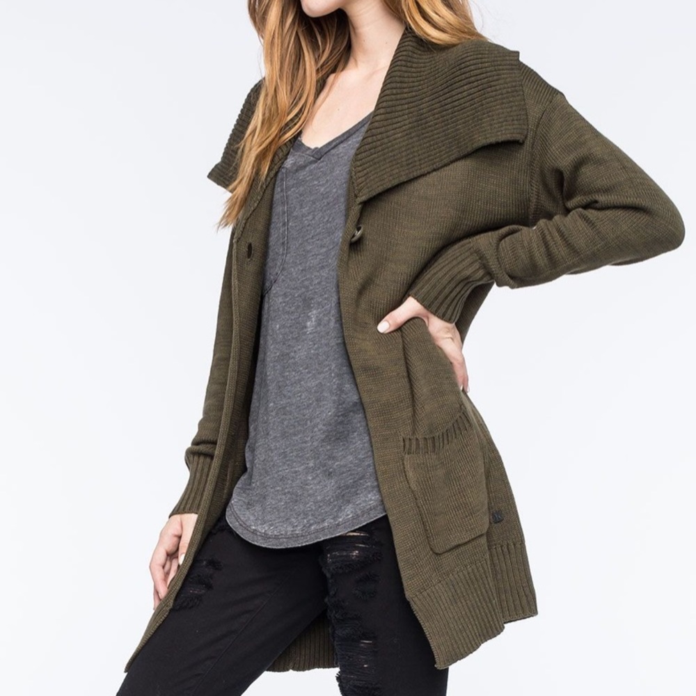 Hurley Mojave olive green cardigan